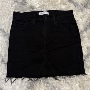 Flying Monkey Black Raw Hem Denim Mini Skirt